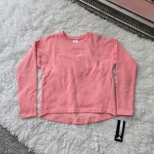 adidas Girls' Embroidered Training Lightweight Long Sleeve Pullover. Semi Pink.